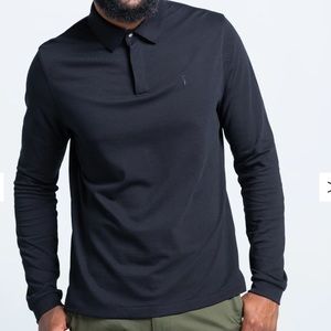 Baobab The Perfect Polo Long Sleeve Black Shirt Pima‎ Cotton